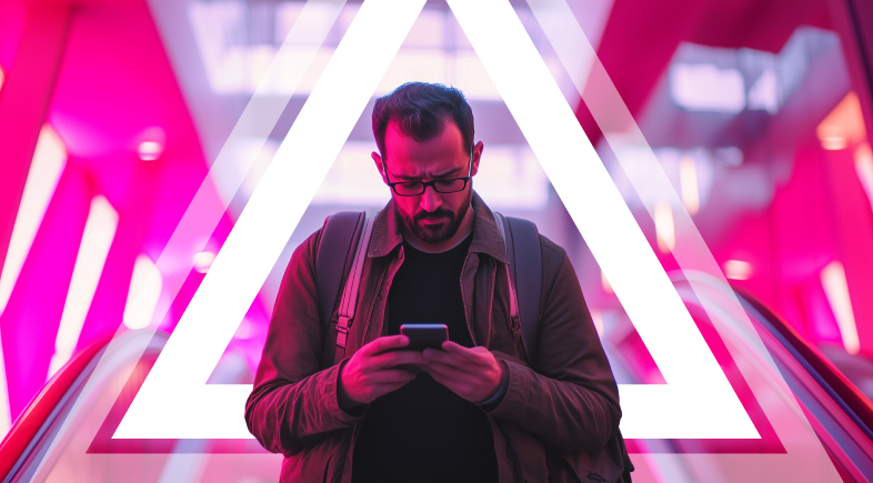 Concerned man looking at a mobile phone