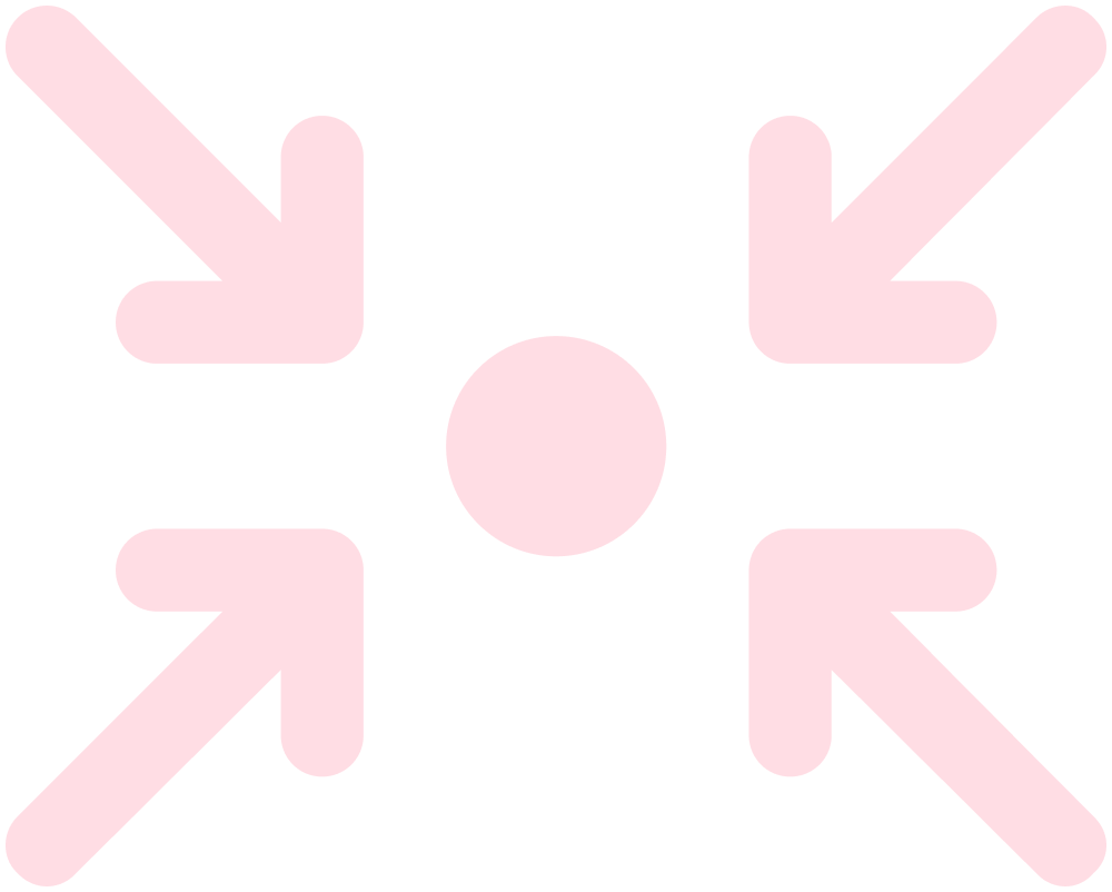 An icon of four arrows pointing together to meet a circle representing getting customers to converge into the journey you want.