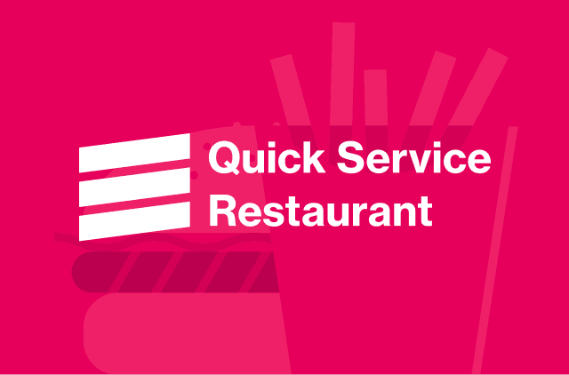 Quick service restaurant kiosk menu with burgers and fries for digital ordering in hospitality